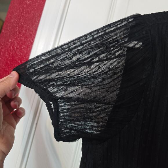 NWT J Crew Pleated Flock-Dot Puff-Sleeve Dress - Picture 7 of 10